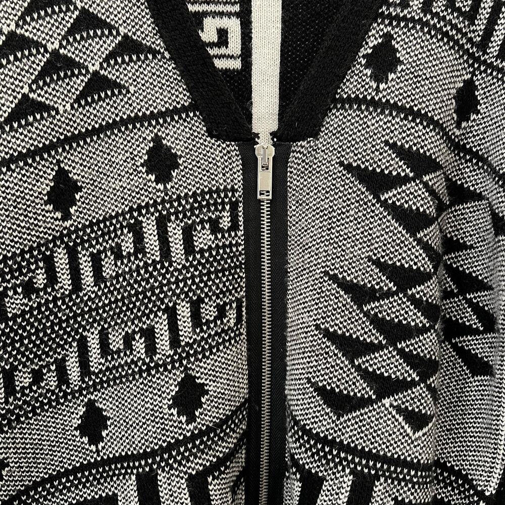 Silence + Noise Zip Front Cardigan Sweater Black White Size XS - Picture 4 of 11